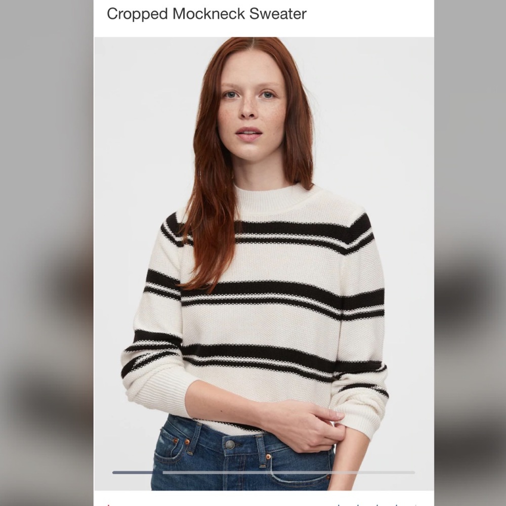 Cropped Striped Mockneck Sweater